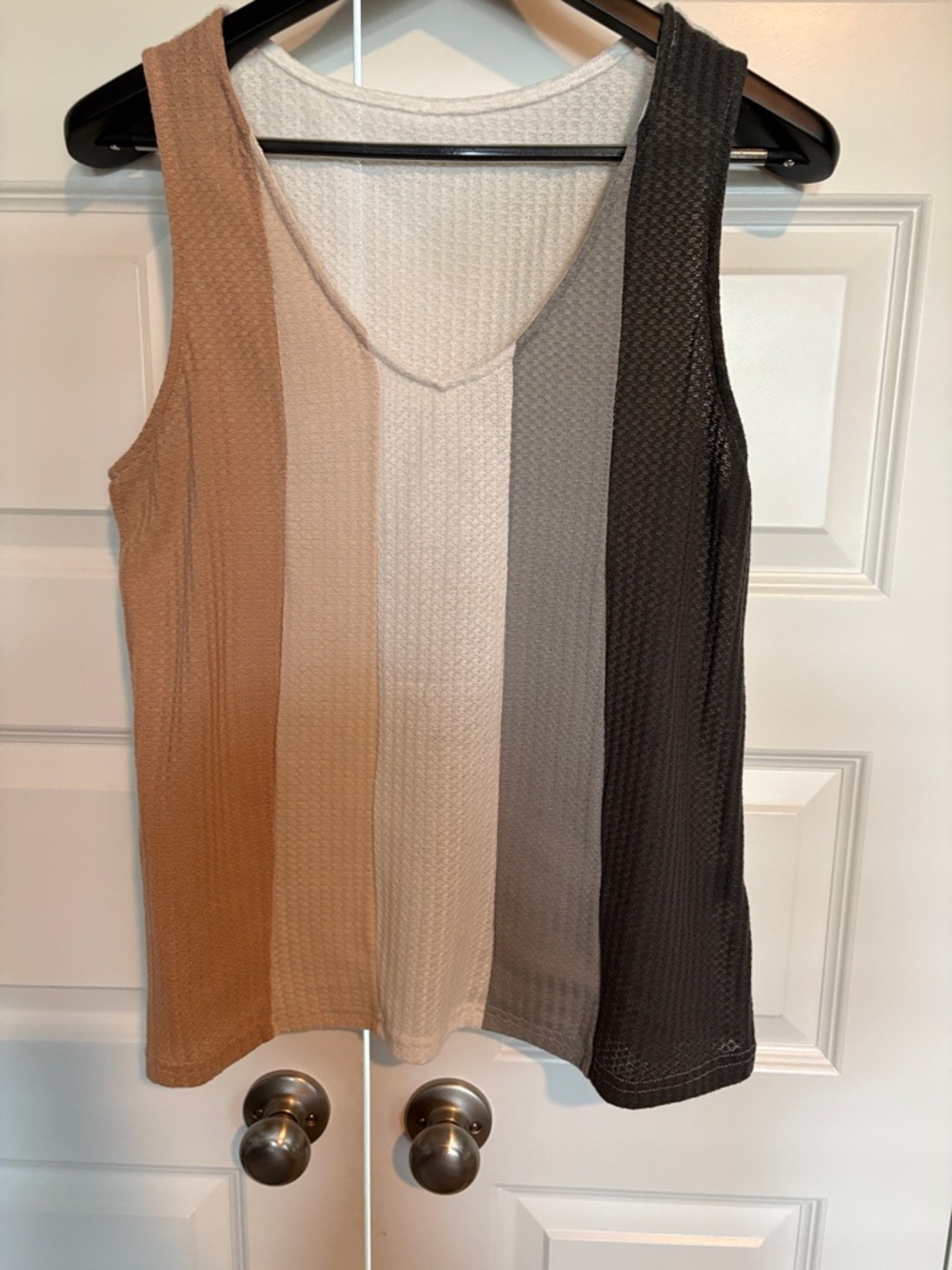 Neutral Stripe V-Neck Tank Top - Beige Multi